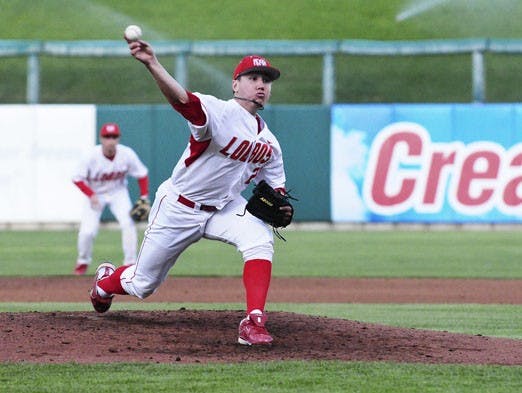 Edwin Carl hurls the ball during the Lobos' 8-4 loss to Texas Tech on Tuesday. The defeat is UNM's fifth, coming a week after the Lobos set a program record for the best start to a season.
