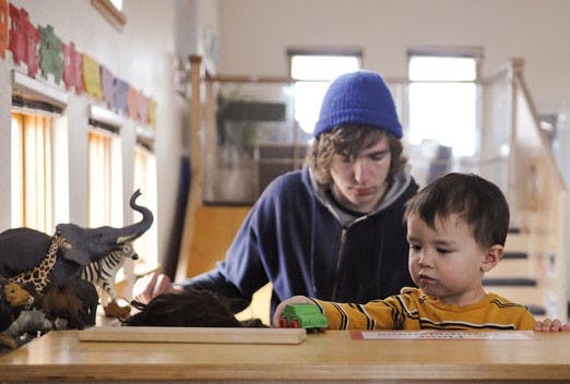 Samuel Campen plays with a car at the UNM Children's Campus on Feb. 17. GPSA is working with legislators to allow graduate student parents to get state subsidies for child care services.