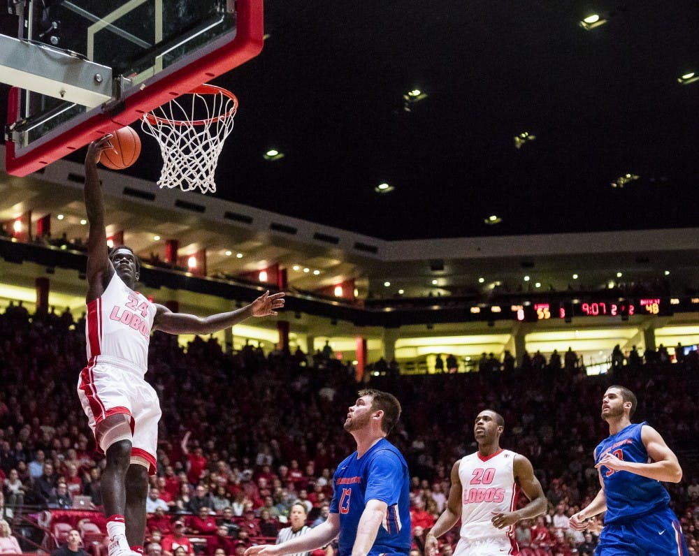 Damien Jefferson makes an open layup against Boise State on Tuesday Feb 14th at Wisepies Arena at the Pit.