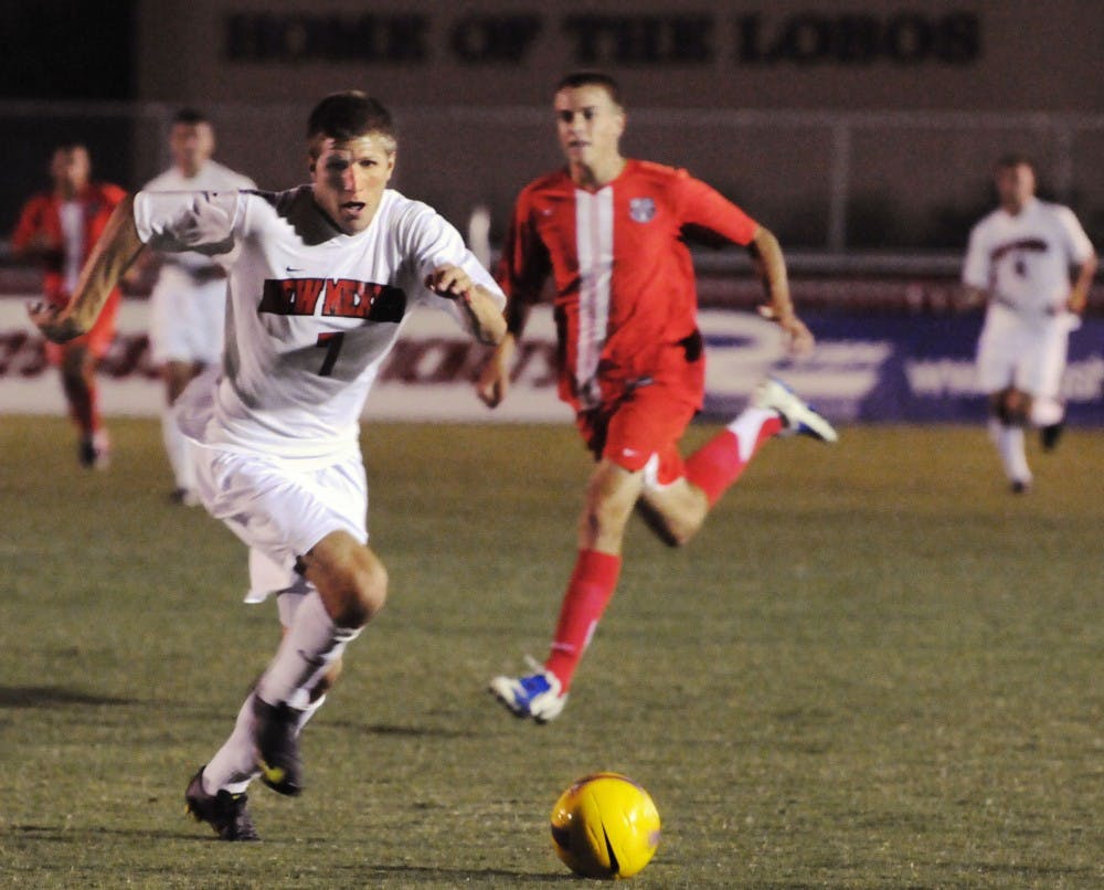 	Justin Davis races toward the ball. The Lobos open up home play against San Francisco on Saturday. The Lobos are 1-0 on the season.  