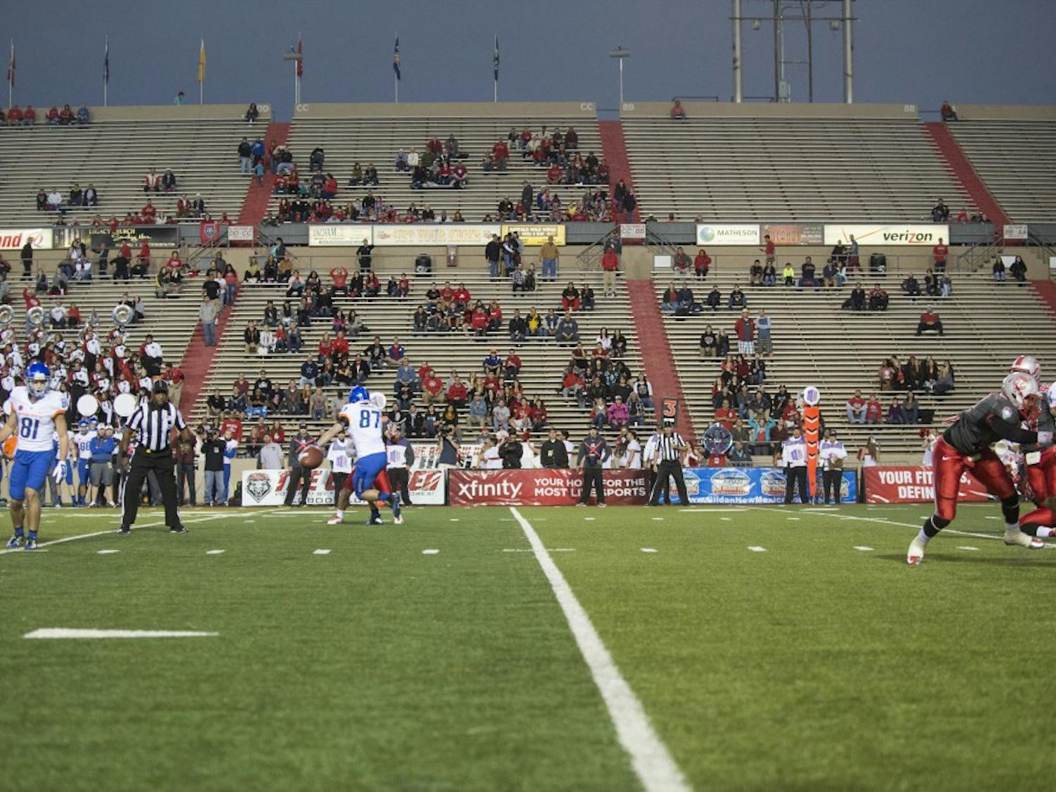 A sparse crowd attends New Mexicos home game against Boise State on Nov. 8. Because of poor attendance last year, UNM saw its second-lowest ticket revenue in seven years. 
