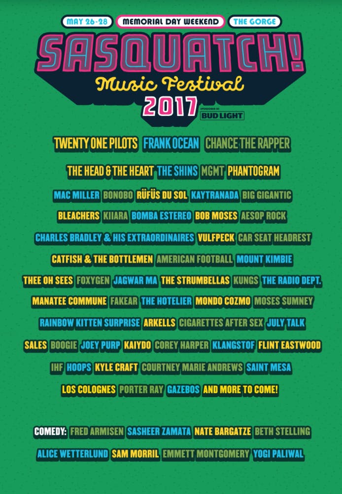 The original 2017 line-up, before the inclusion of dance-punk outfit LCD Soundsystem and the removal of Frank Ocean.&nbsp;