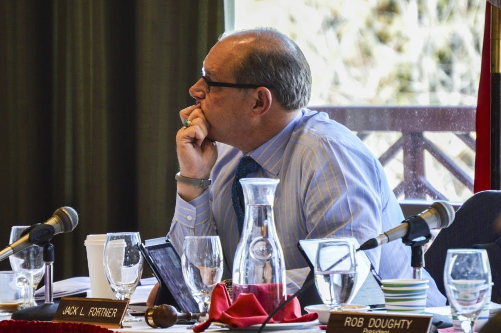 UNM President Robert Frank sits&nbsp;at the annual Regents Budget Summit&nbsp;in the SUB ballroom listening on Tuesday afternoon. Along with&nbsp;a 2.5 percent tuition increase for students in this upcoming year, regents decided to wait off on a online fee redistribution&nbsp;decision.&nbsp;