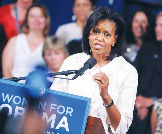 Michelle Obama speaks about the role of women in the U.S. politics Thursday in the SUB.  