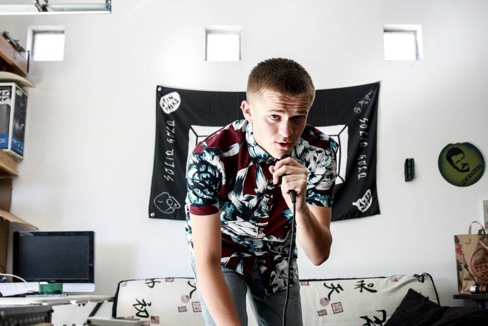 Young rap artist Matthew “Vez” Chavez performs some of his rap lyrics during an interview on Aug. 18, 2017. Vez is a seventeen year old currently beginning his senior year of high school at Rio Rancho High School.