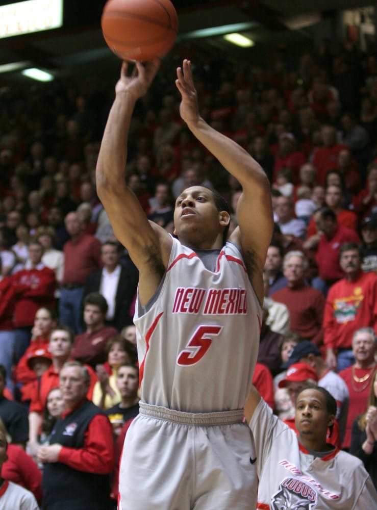 Lobo guard Dairese Gary attempts a 3-pointer during the Lobo's 59-44 win over Air Force on Saturday.