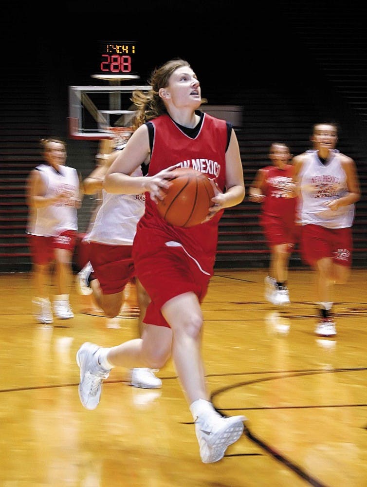 Freshman guard Amy Beggin prepares for a layup during practice Thursday at The Pit.