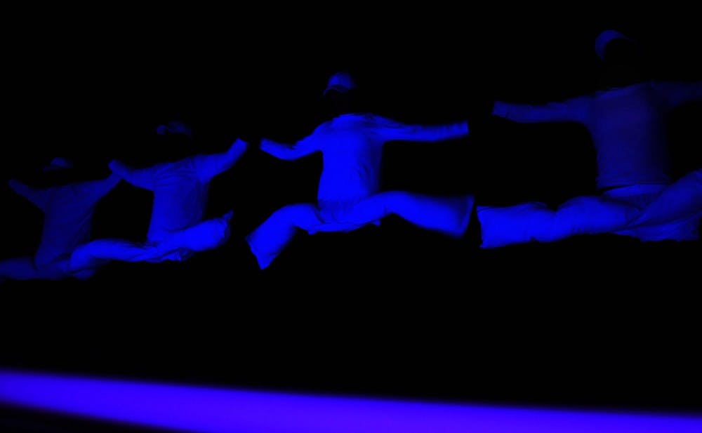 	Members from Pi Kappa Alpha perform a dance number during Greek Sing in the SUB on Monday. The event was part of Greek Week, which aims at bringing together UNM’s fraternities and sororities in the spirit of philanthropy.