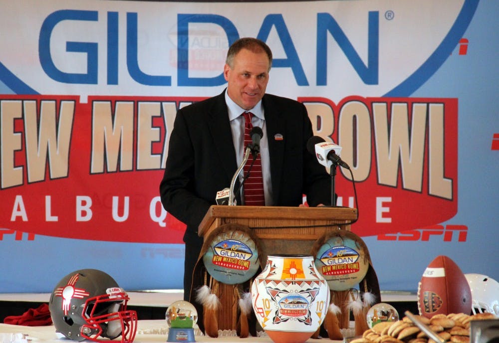 Arizona head coach Rich Rodriguez addresses the media at the Gildan New Mexico Bowl luncheon on Wednesday.&nbsp;The Wildcats will face New Mexico at University Stadium on Dec. 19.&nbsp;