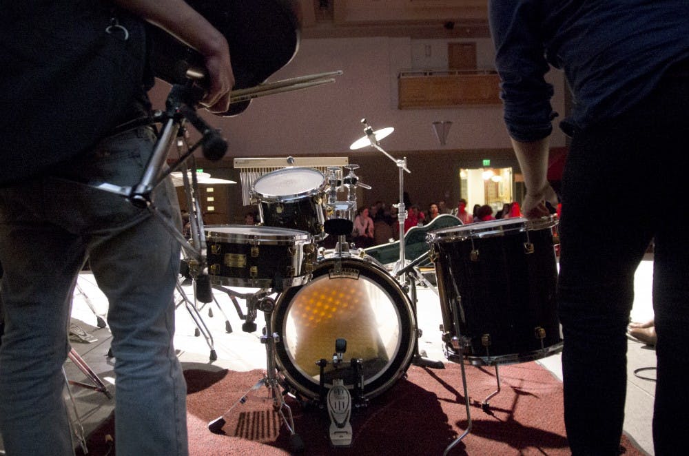 Sol De La Noche members set up their equipment at the 2015 Fight for Fiestas in the SUB Ballroom. Fight for Fiestas is a competition where bands battle for a spot in playing at the annual Fiestas outdoor concert. The 2016 Fight for Fiestas will be held in the SUB Ballroom this Tuesday at 7:30 p.m..