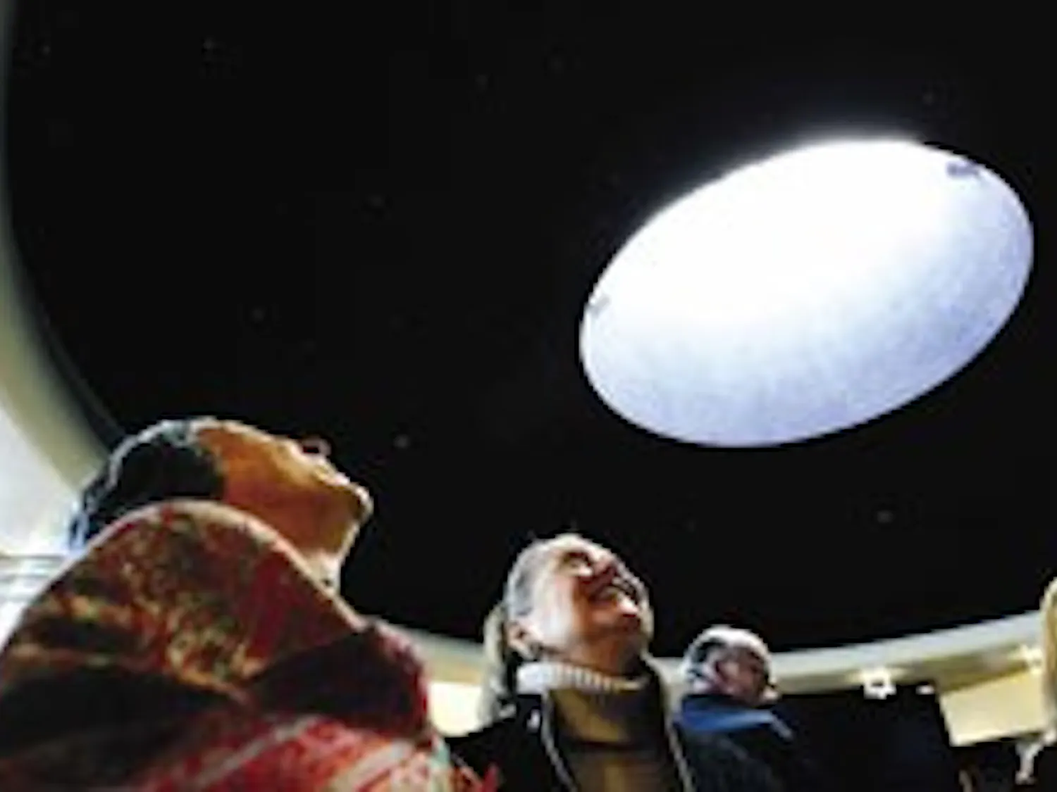 New Mexico first lady Barbara Richardson, center, looks at the ceiling of the Star Wars-themed infusion center in the Carrie Tingley Hospital on Saturday.