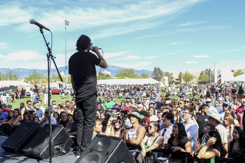 Crowds gather on Johnson Field on UNM Main Campus as part of the annual Fiestas event on Saturday, April 11, 2016. This Saturday, the&nbsp; event will take place on Johnson Field once more with headliners Gramatik and Skizzy Mars. 