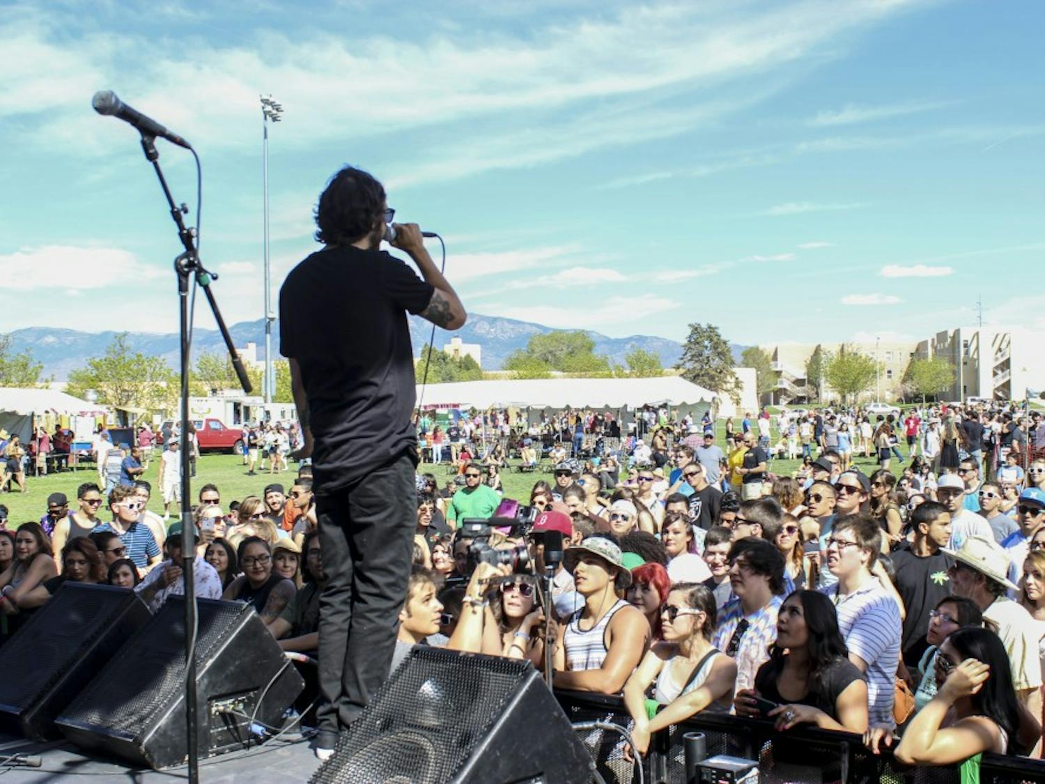 Crowds gather on Johnson Field on UNM Main Campus as part of the annual Fiestas event on Saturday, April 11, 2016. This Saturday, the&nbsp; event will take place on Johnson Field once more with headliners Gramatik and Skizzy Mars. 