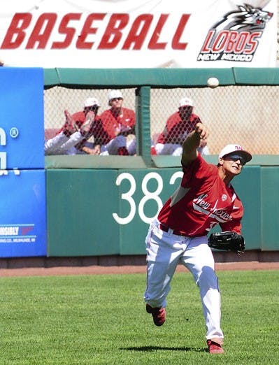 Ryan Honeycutt relays the ball toward the infield during Sunday's 13-4 win over Northwestern. The Lobos matched the program's best start in school history at 22-3, which was set in 1973.