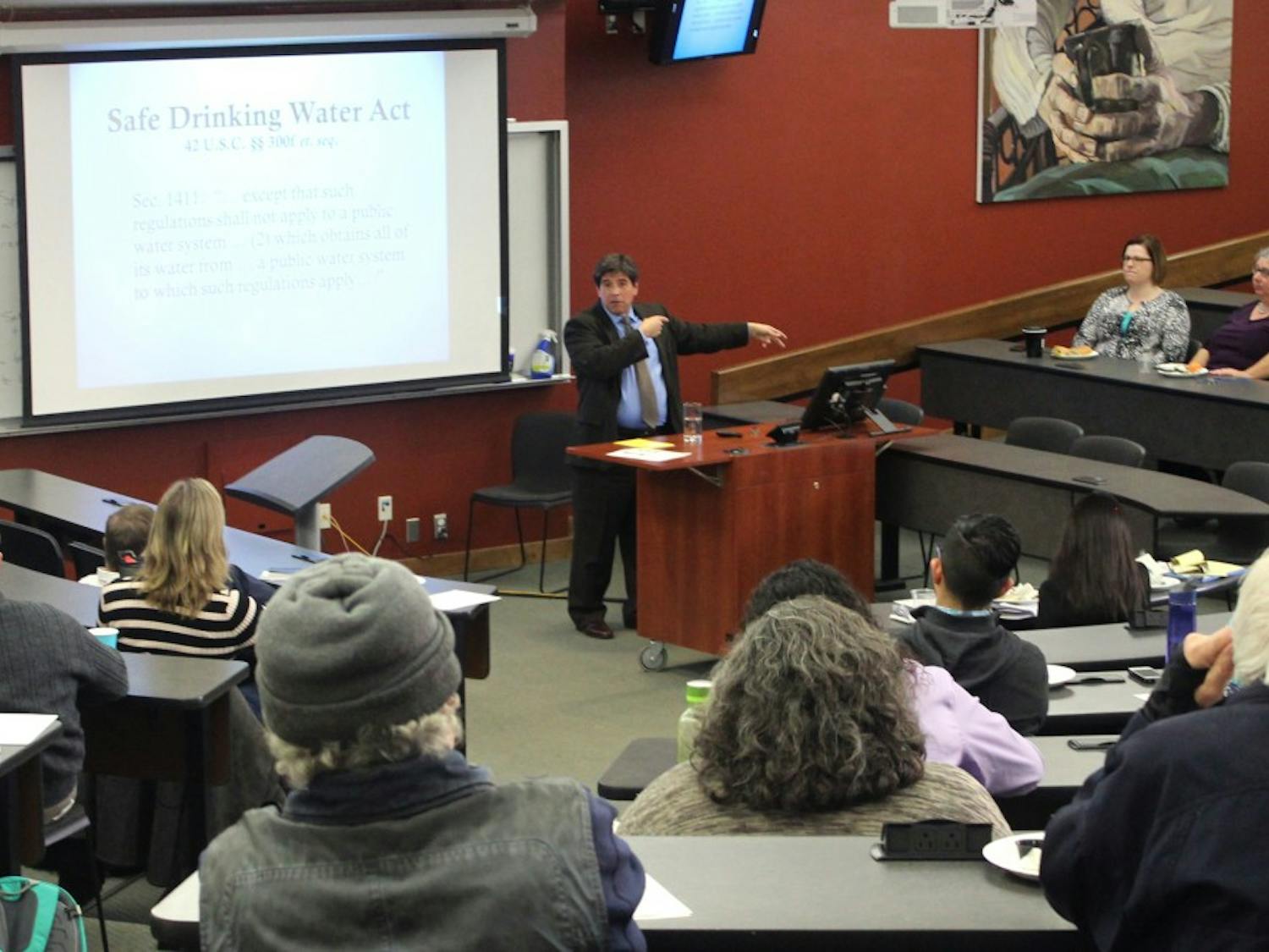 Professor Cliff Villa, who teaches in the Environmental and Natural Resources Program at the UNM Law School, presents a talk on Flint’s contaminated water crisis.