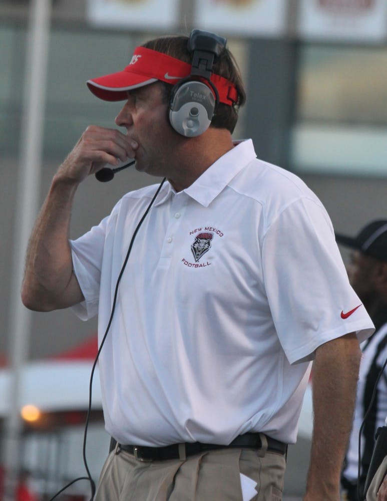 	Defensive coordinator Jeff Mills watches the New Mexico football team from the sidelines during the Lobos&#8217; season opener against UTSA on Aug. 31. Head coach Bob Davie announced Saturday that Mills will not return as the defensive coordinator next season. 