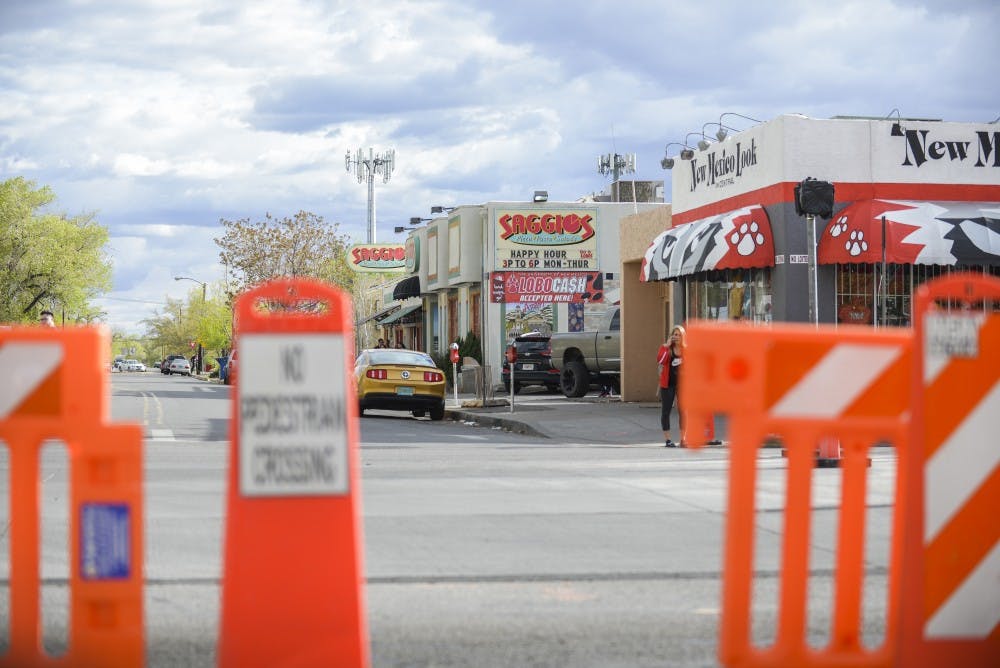 The construction of the Albuquerque Rapid Transit bus system cuts through Central Avenue.  