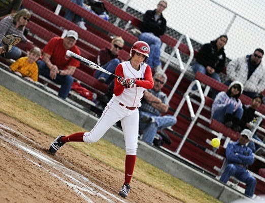 Tianna George bats during Saturday's game against Syracuse. UNM won 5-4 on Friday but lost 12-6 and 9-8 on Saturday and Sunday.