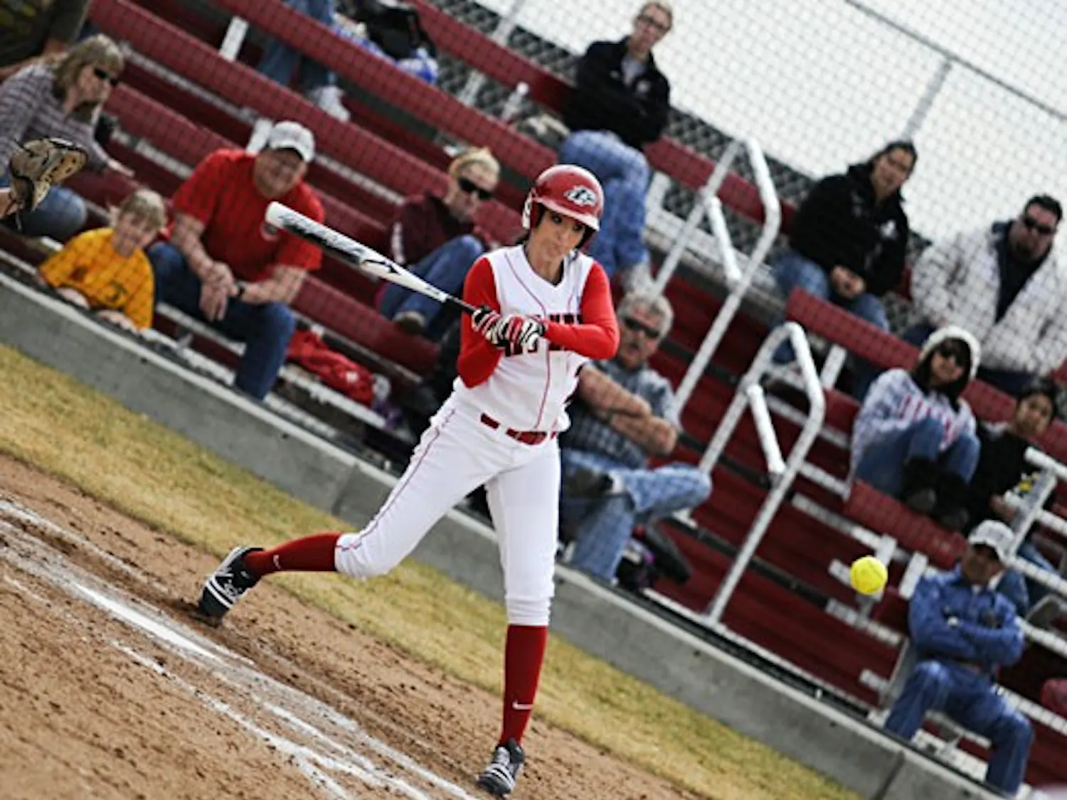 Tianna George bats during Saturday's game against Syracuse. UNM won 5-4 on Friday but lost 12-6 and 9-8 on Saturday and Sunday.