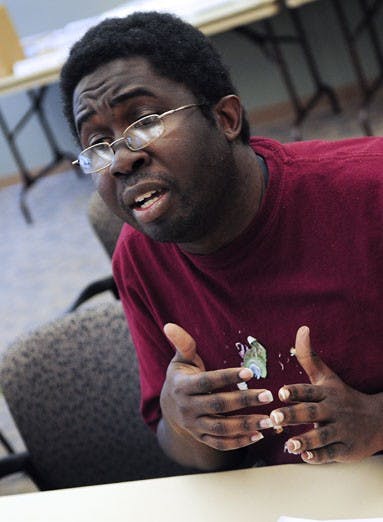 Tarance LeNoir speaks at a GPSA meeting Tuesday in the SUB. The GPSA voted on resolutions similar to those passed by the faculty at their meeting last week.