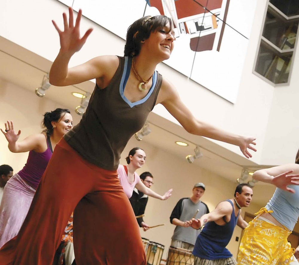 Hayley Shoemaker performs Gbotsui, an African dance, in the Hibben Center on Saturday. The performance was sponsored by Gbotsui Traditions and led by the Gbotsui African Dance Company.