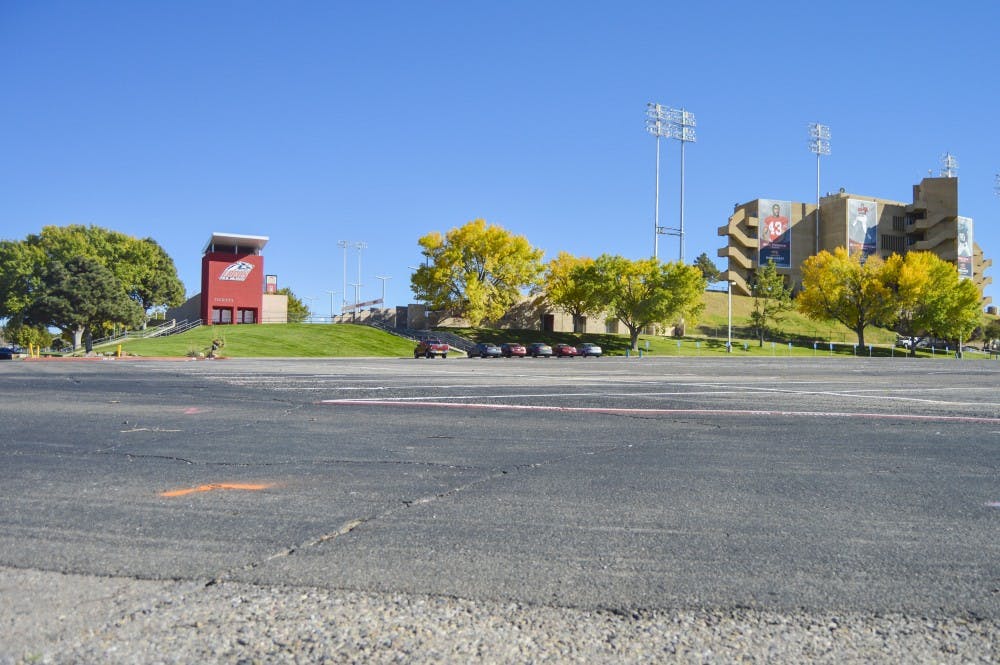 Two acres of the north end of the University Stadium parking lot. This area could be the future site of a proposed sports restaurant.