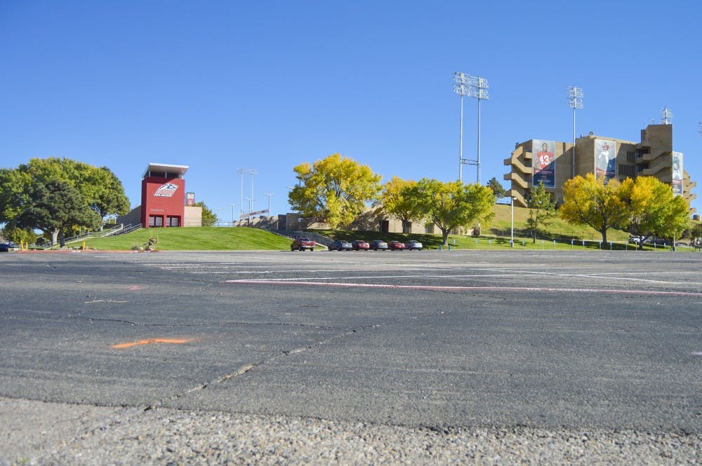 Two acres of the north end of the University Stadium parking lot. This area could be the future site of a proposed sports restaurant.