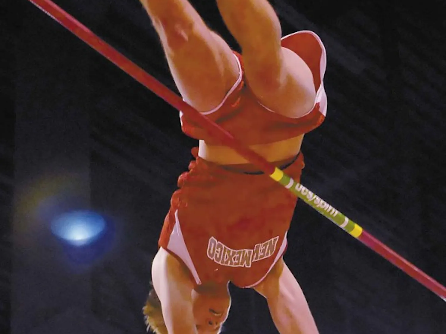 Pole-vaulter Matt Hull clears the bar at a height of 4.77 meters to finish sixth during the Mountain West Conference Indoor Track and Field Championships on Saturday at the Albuquerque Convention Center.