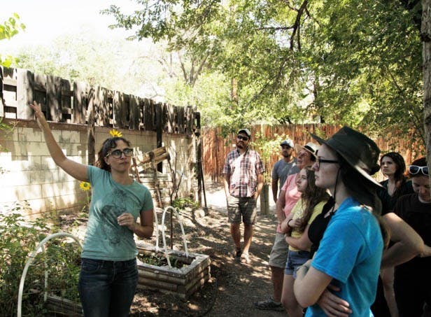 Maggie Siebert, left, leads a class at Lobo Gardens.
