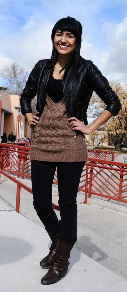 	Flor Rodriguez, Junior, Education

	Earrings: Flea Market, $3
Jacket: JcPenney’s, $8
Boots: El Paso, $40
Pants: Sears, $30  
Shoes: C&amp;A, $30

	“I am not an expert. I have never really thought about it before.”

	Hailing from the border town of Juarez, Mexico, Flor is a Mexican exchange student who said she favors the new trends from America mixed with antiquity styles of Mexico. In particular, Flor said the little details are key to good fashion such as wearing longer sweaters to give appearance of being tall and rolling up coat sleeves for the just-so effect. 