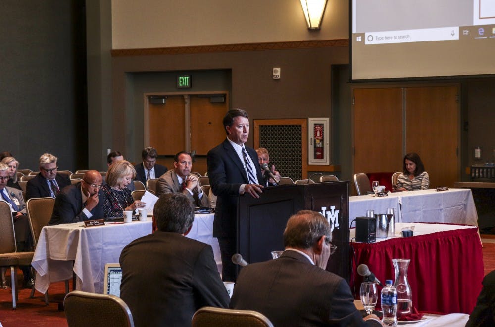 Greg Williams speaks during public comment at Tuesday’s Board of Regents meeting at the Student Union Building. Williams’ comments were regarding athletics.