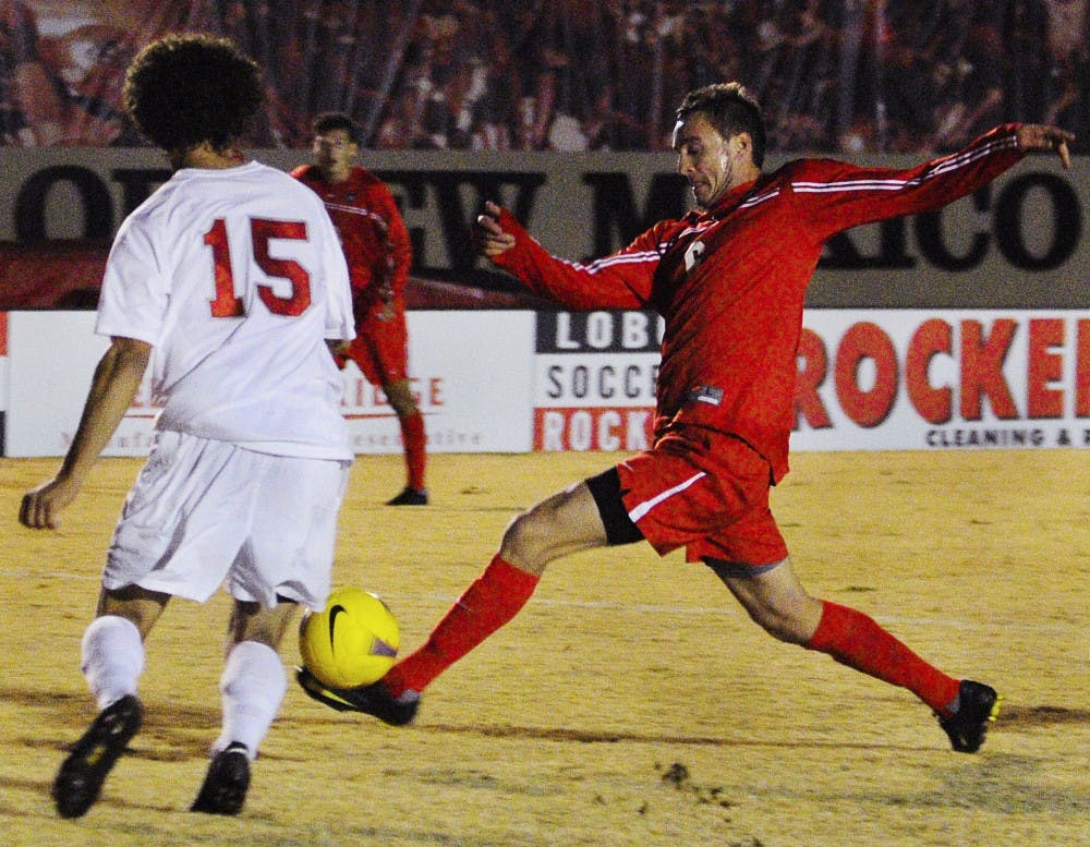 	Defender Euan Holden receives the ball during Nov. 7’s game against UNLV at the UNM Soccer Complex. The UNM men’s soccer team earned an at-large bid by the NCAA Selection Committee during Monday’s selection show.