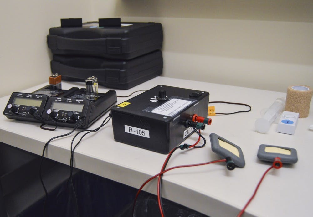 A Transcranial Direct Current Stimulation device sits inside the Psychology Clinical Neuroscience Center at Logan Hall. This device is used to temporarily alter the human nervous system with electricity.  