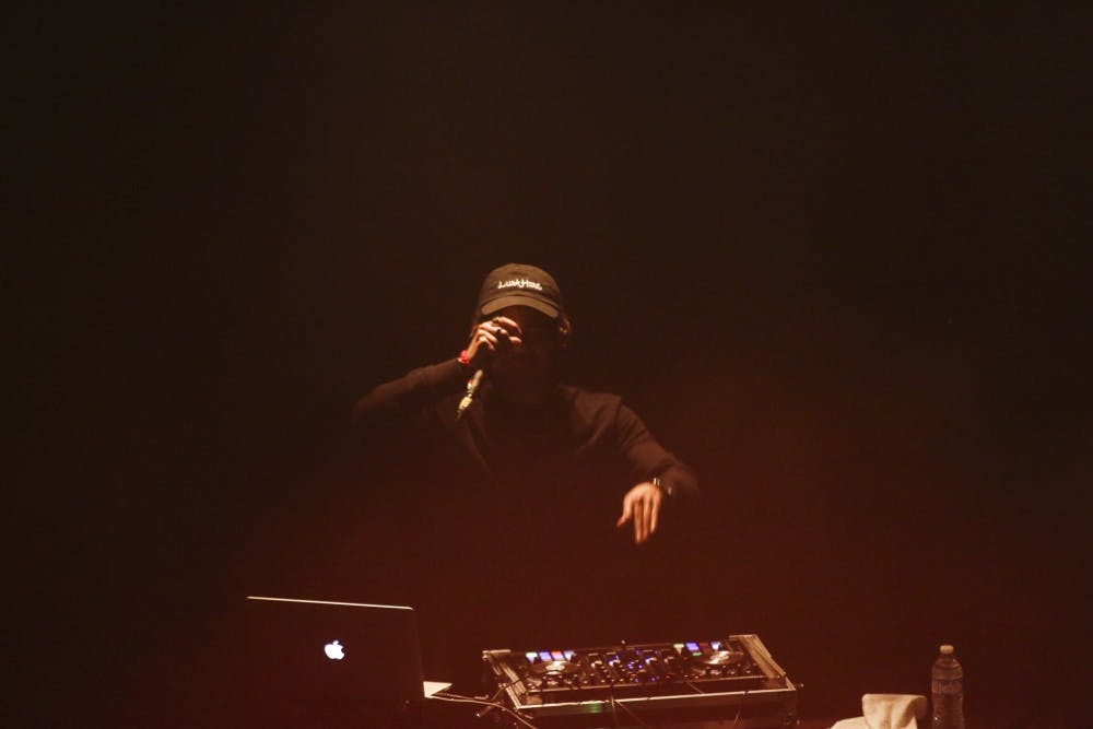 A DJ that performed next to Hopsin plays his set Friday, Nov. 11, 2016 at Sunshine Theater. Hopsin is a Los Angeles, California-based artist who is touring through United States.