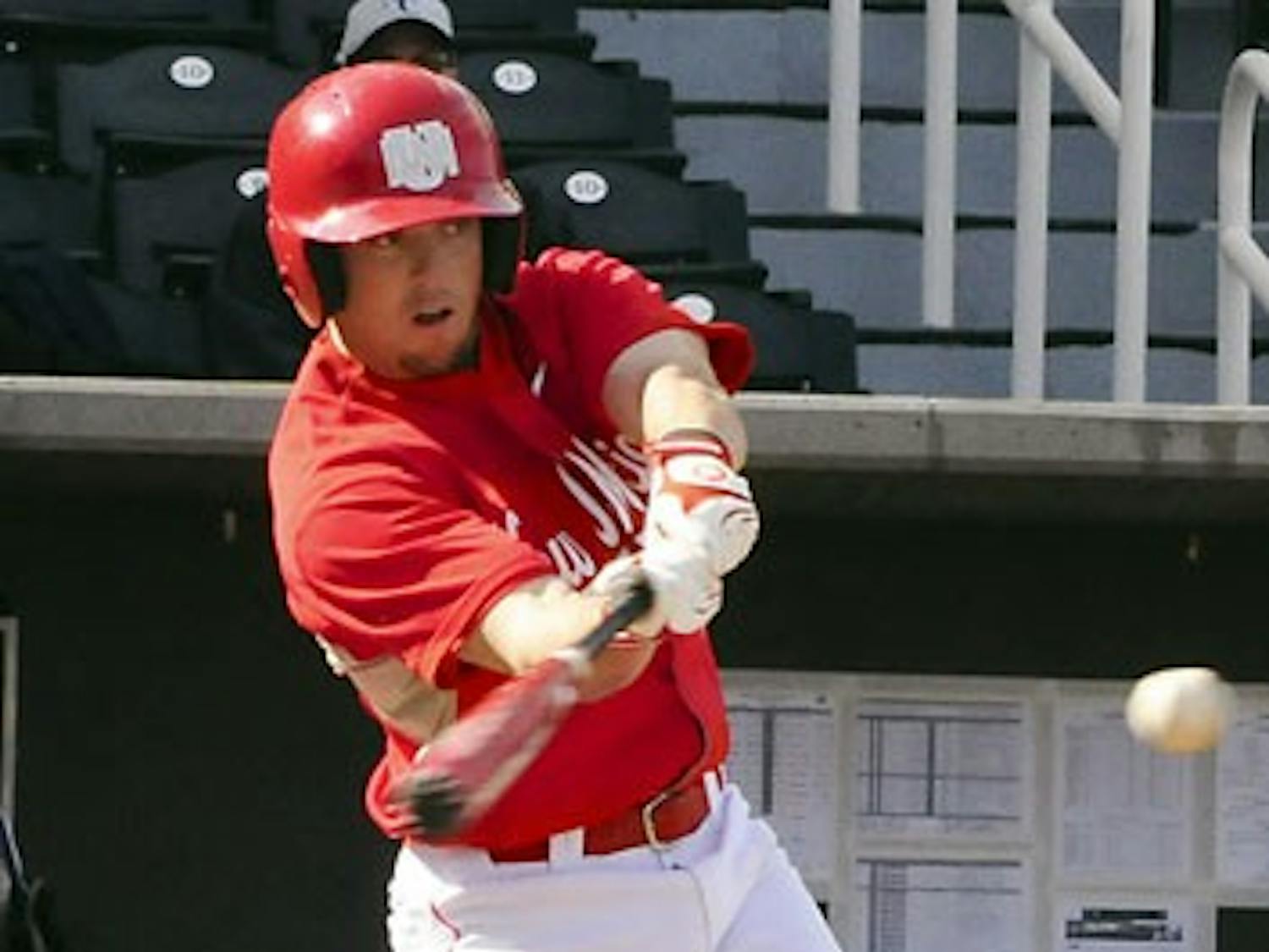 Max Willett takes a swing during Sunday's 10-8 win at Isotopes Stadium.