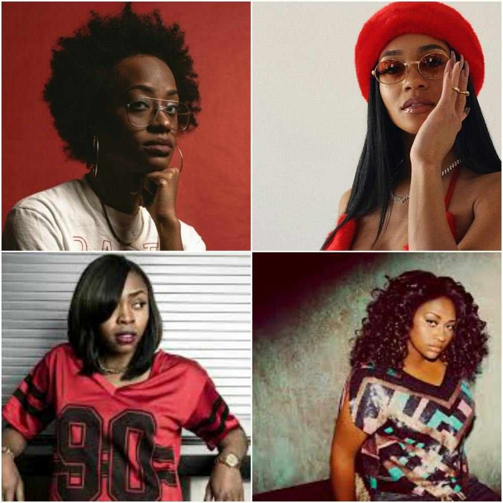 Collage includes images of Saweetie, Tink, Jazmine Sullivan and Kari Faux.&nbsp;
