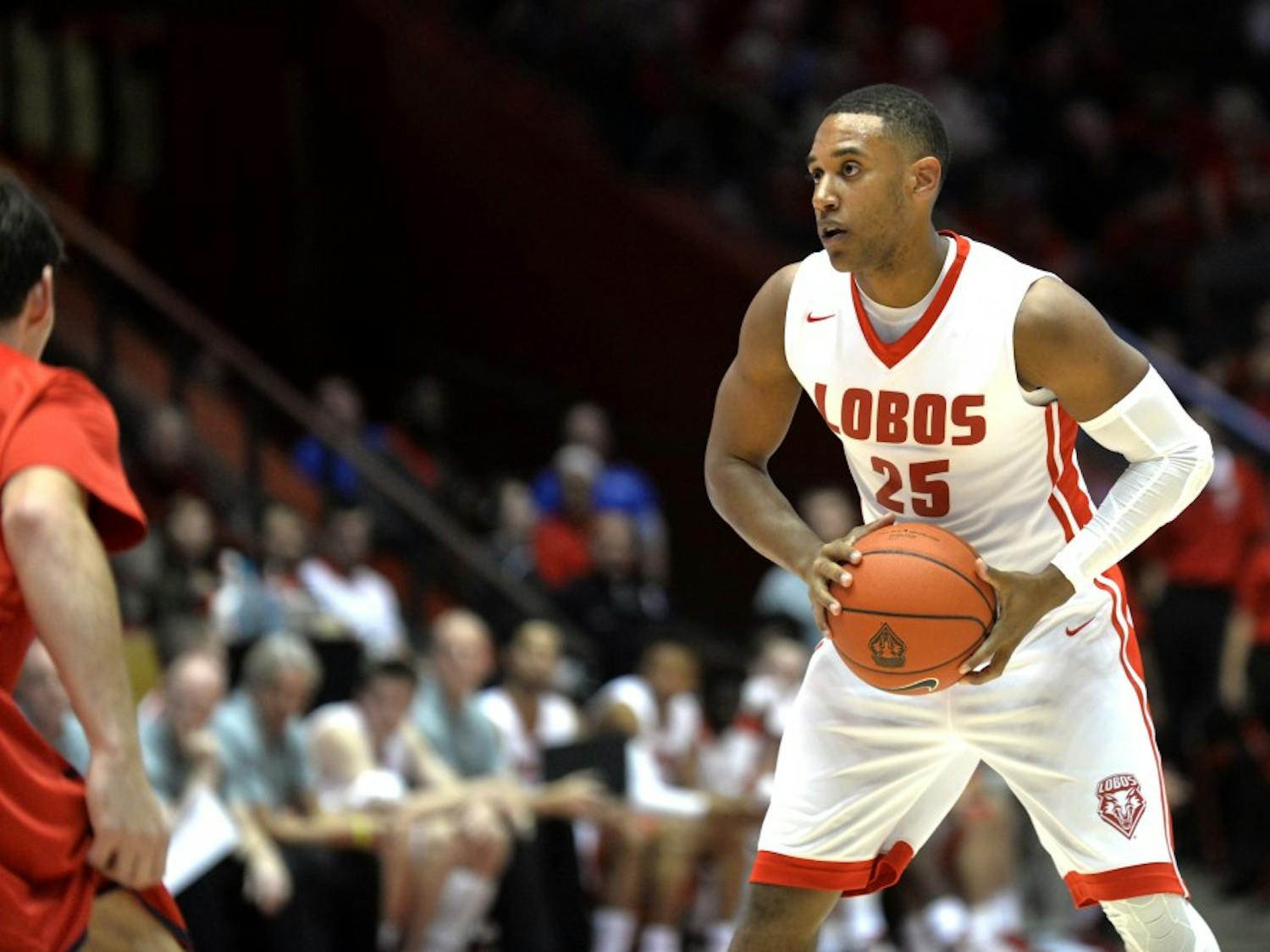 Tim Jacobs squares up with a Rogers State player at WisePies Arena Friday Nov. 6. The Lobs beat Rogers State 80-69 at their second exhibition for the season and will play Texas Southern Friday Nov. 13.