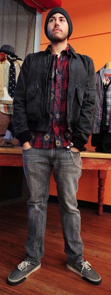 	Richie Sciascia, Bouncer in San Diego, Calif.

	Beanie: Target, $10 
Jacket: Ralph Lauren, $7.50 
Shirt: Urban Outfitters, $25  
Pants: Levi’s, $15 
Shoes: Vans, Gift

	“I like things that are cheap, first of all, and unique, second of all.”

	Coming from the surfer-inspired trends of San Diego, Richie said his wear — sleek grays and black monotones mixed with bright plaids — contrasts with the established trends. He said he strives for clothing with a timeless nature such as Converse, Vans or Levi’s which are always in style. He even has flannels from the ’70s that continue to emerge into popularity. 