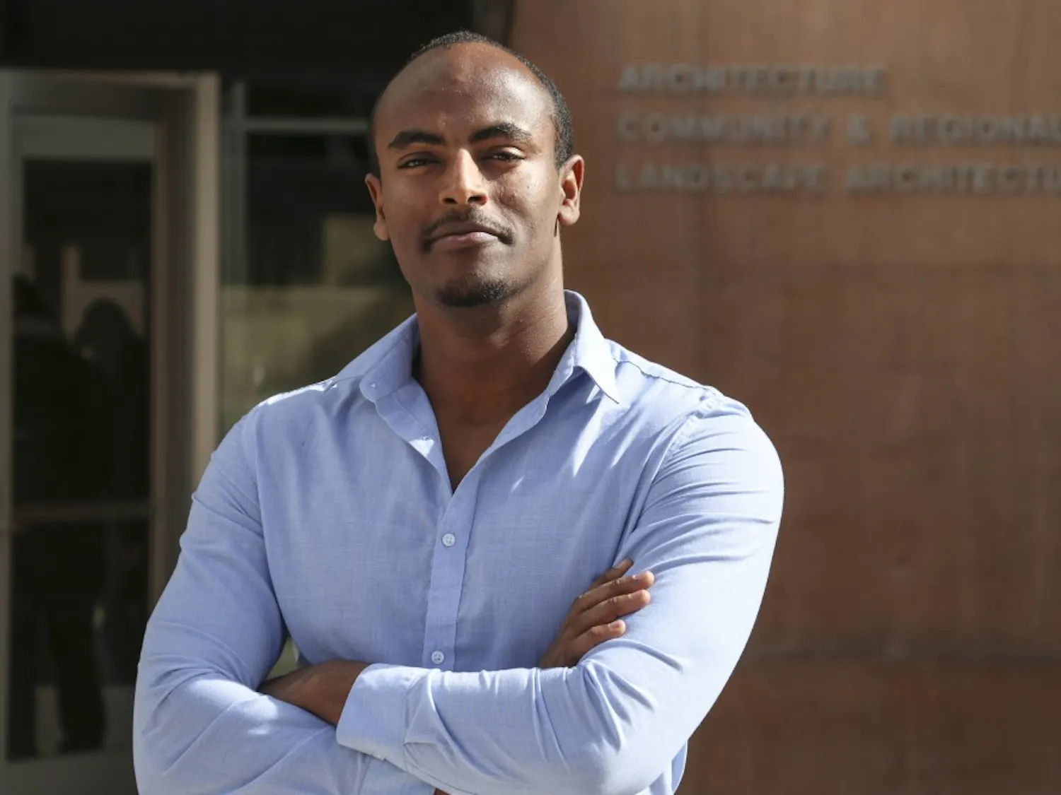Sam Fantaye stands confident in front of the UNM architecture building on the afternoon of Jan. 30, 2018.