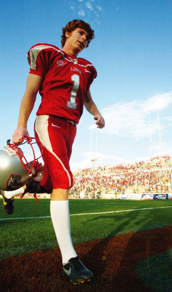 UNM kicker John Sullivan walks off the field after kicking a game-winning field goal against Colorado State on Nov. 11 at University Stadium. Sullivan was named first-team Walter Camp Football Foundation All-American.