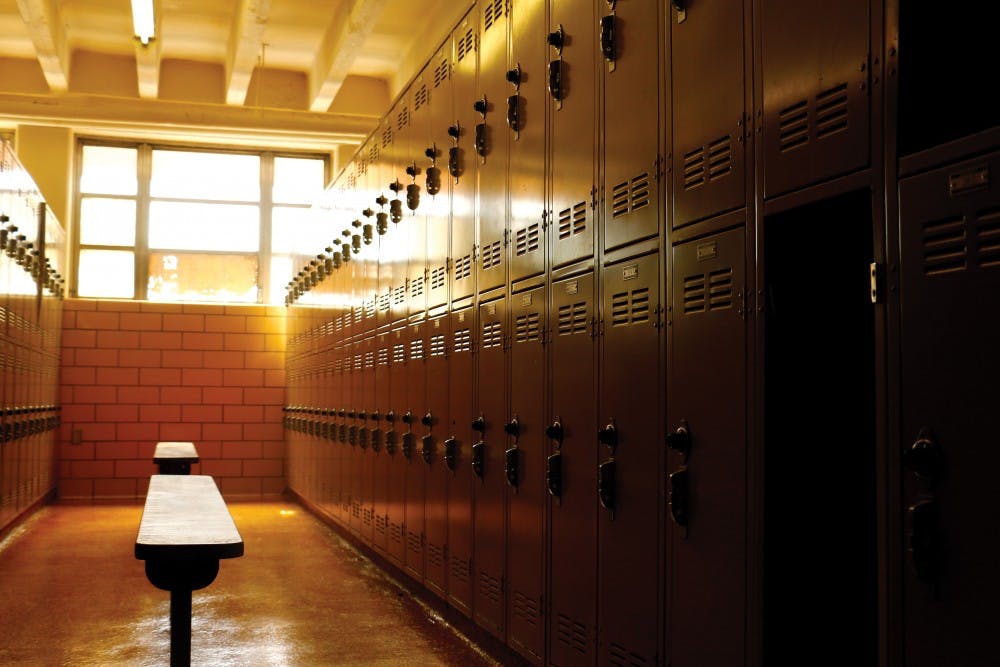 Lockers wait to be used in Johnson Center on Sunday, Sept. 26, 2016. There has been an uptick in locker theft in the rec center in recent weeks.