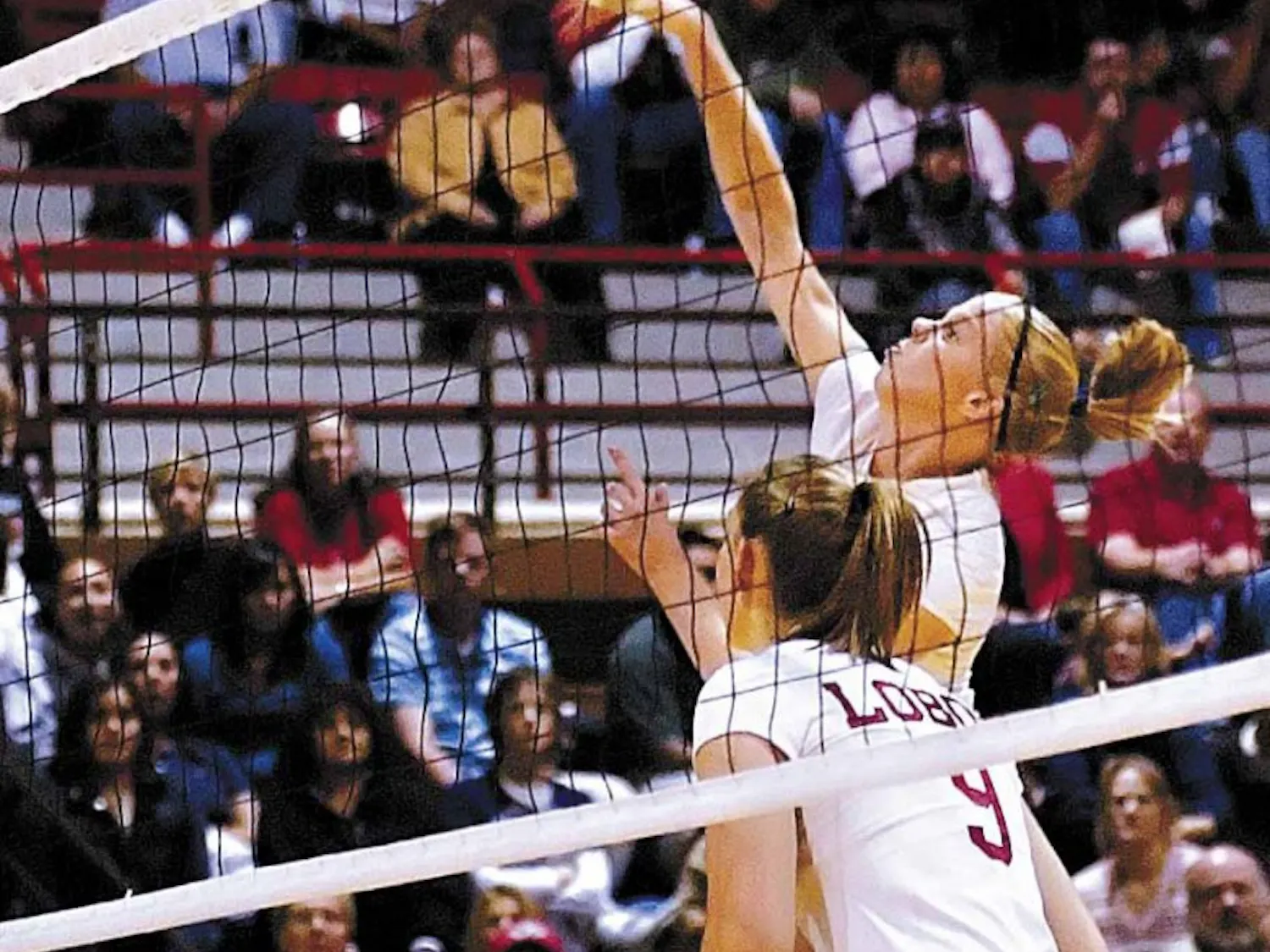 Lobo volleyball senior Kelly Therkelsen returns the ball during UNM's sweep over TCU at Johnson Gym on Friday.