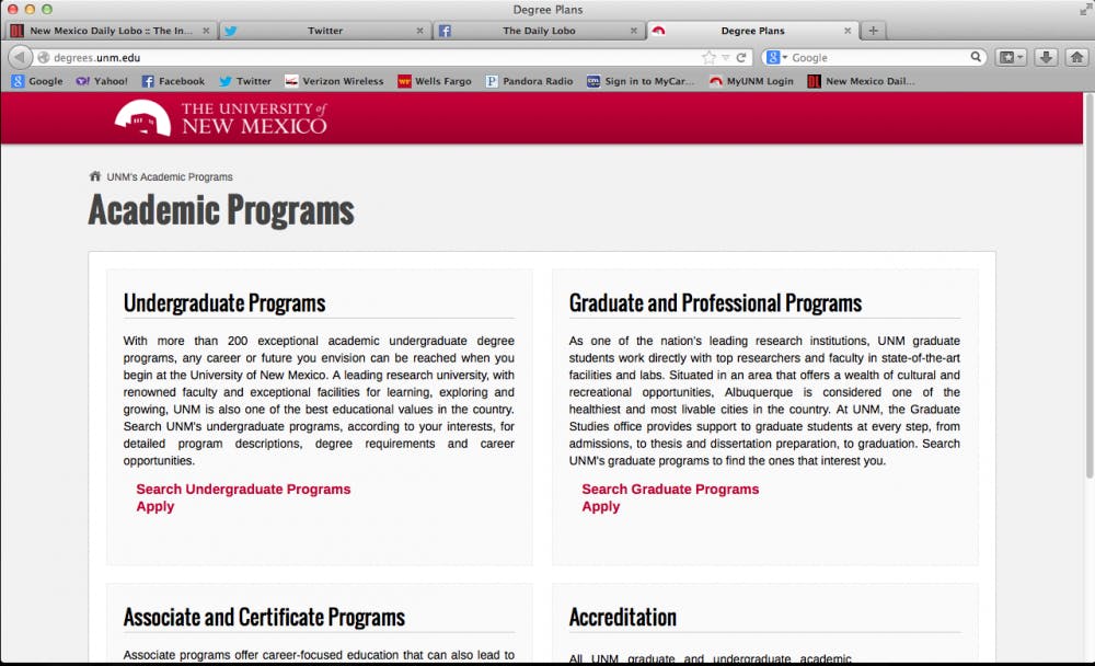 	A new website, degrees.unm.edu, offers complete degree schedules.