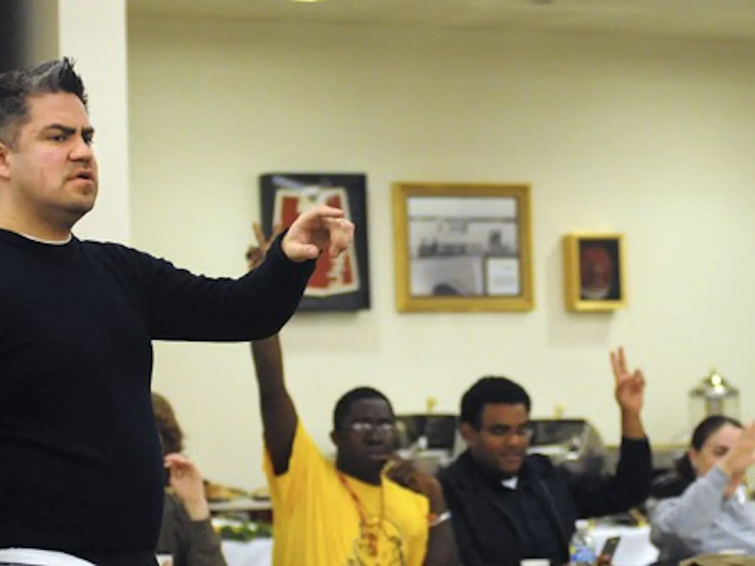 Christopher Ramirez, who was elected council chairman of GPSA on Saturday, counts votes during a meeting in the SUB.