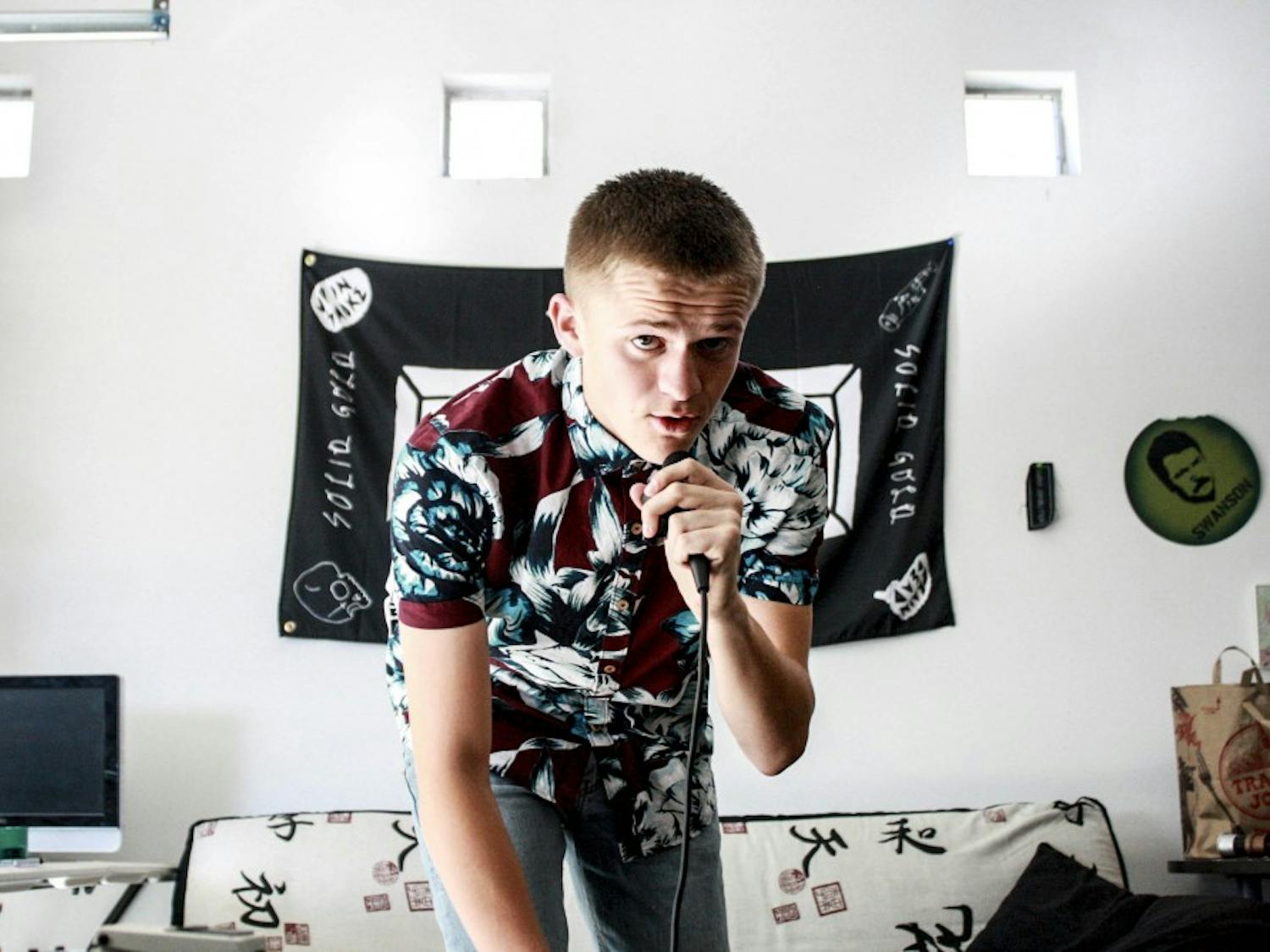 Young rap artist Matthew ?Vez? Chavez performs some of his rap lyrics during an interview on Aug. 18, 2017. Vez is a seventeen year old currently beginning his senior year of high school at Rio Rancho High School.
