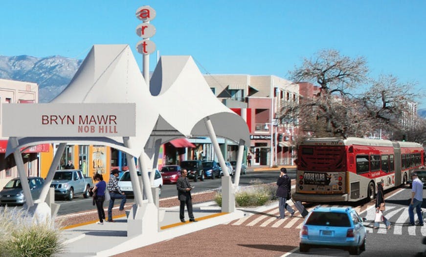 The projected outcome of the Albuquerque Rapid Transit system on Nob Hill.