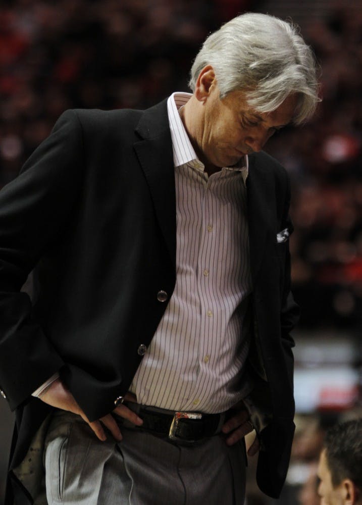 SAN DIEGO, CA- MARCH 8:  Head Coach Craig Neal reacts after UNM's 51-48 loss at San Diego State on Saturday. SDSU won its Mountain West-Leading eighth conference title.   (Photo by Aaron Sweet/Daily Lobo) 