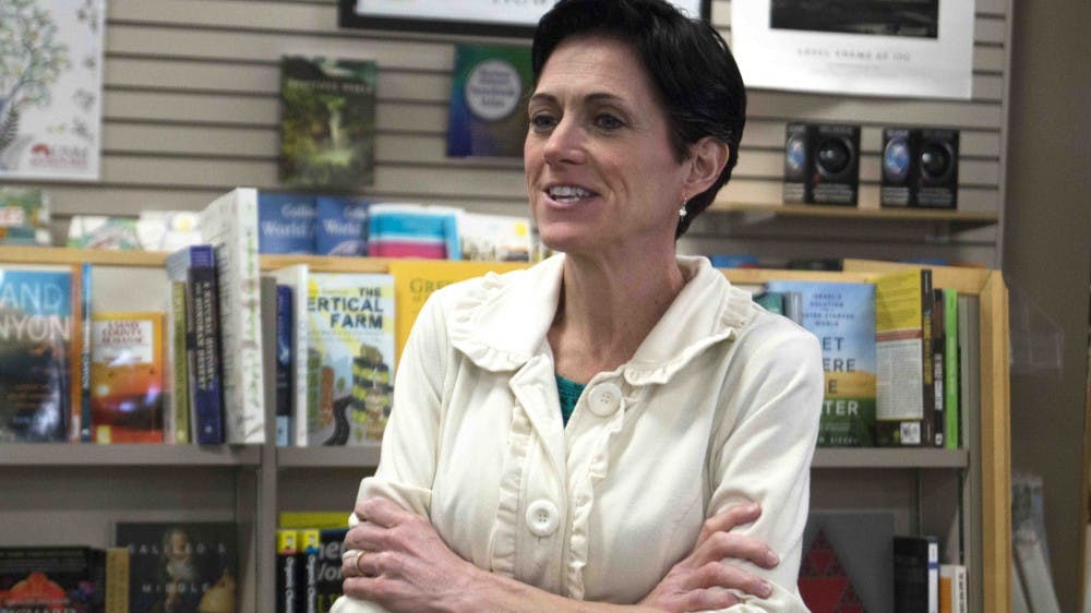 A.J. Liese, the author of the book Three Promises For Jane, speaks during a discussion and book signing Wednesday, Feb. 3, 2016 at the UNM Bookstore. Published on Nov. 28, 2015 , this book is a true story of the writer who writes about madness and redemption.