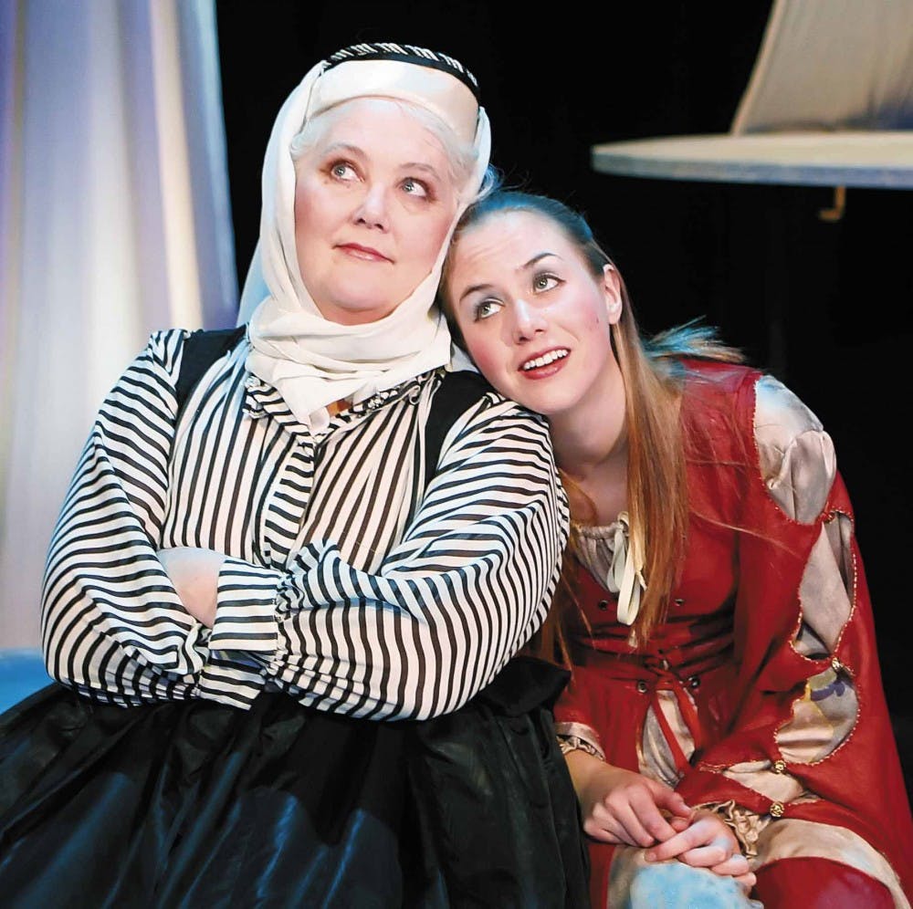 Juliet, played by Caitlin Aase, right, talks to her nurse, played by Teri Sweeney, during a performance of "Romeo and Juliet" on Sunday at the Albuquerque Little Theatre.  