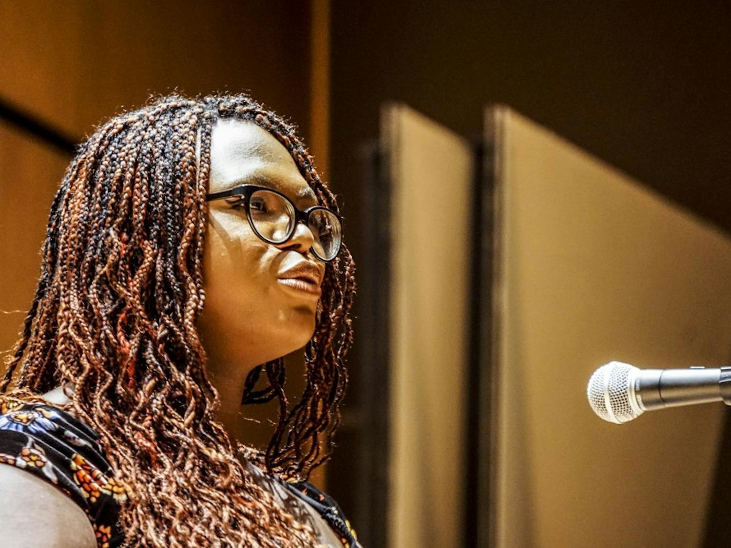 Kat Blaque speaks in Keller Hall on Oct. 24, 2017 about her struggles through life as a transgender woman. 
